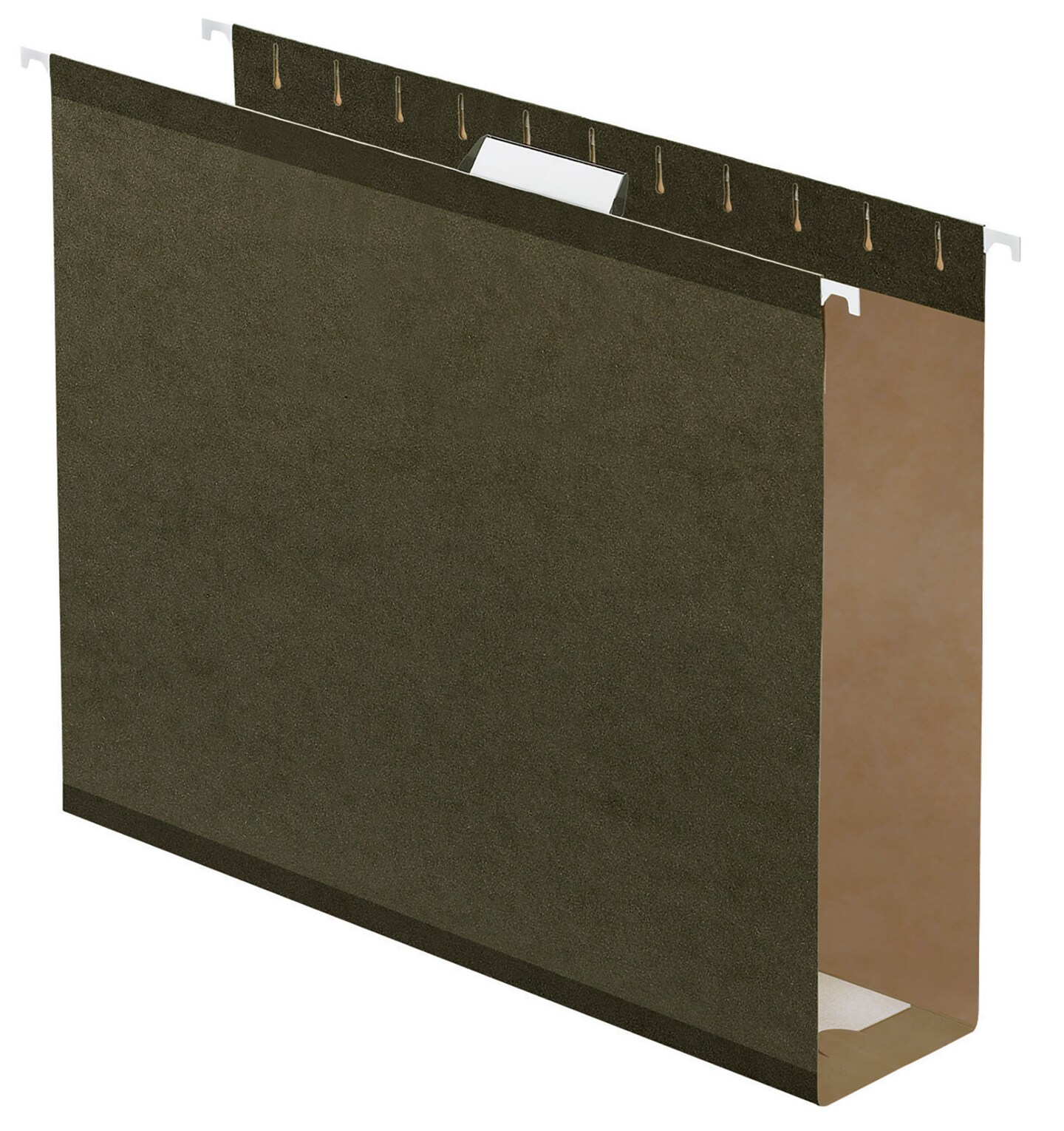Pendaflex Extra Capacity Reinforced Hanging File Folder, 1/5 Cut Tabs, Letter Size, 3 Inch Expansion, Green, Pack of 25