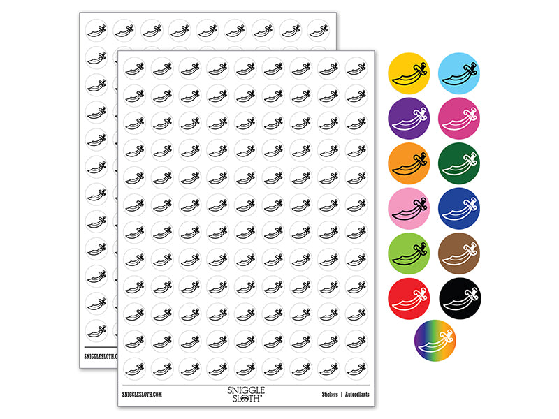 Scimitar Curved Pirate Sword 200+ 0.50&#x22; Round Stickers