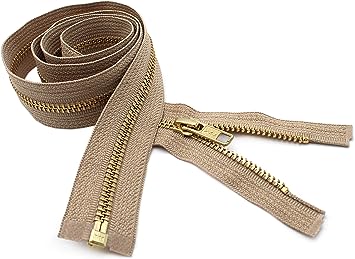 YKK 32&#x22; Medium Weight Jacket Zipper YKK #5 Brass ~ Separating ~ 573 Beige (1 Zipper/Pack)