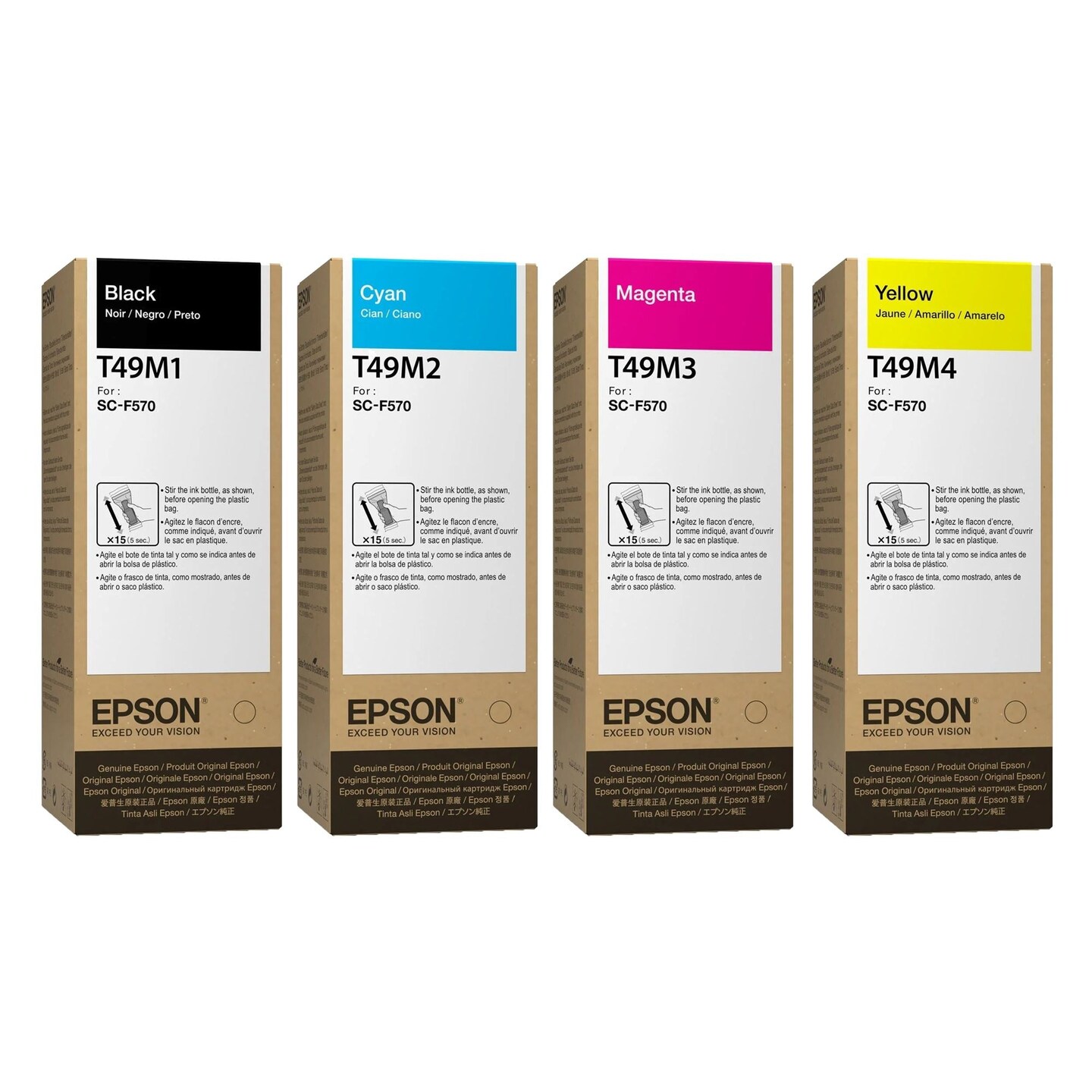 Epson Ink Set For F170 &#x26; F570 - 4 Pack with 200 Sheets of Epson Paper