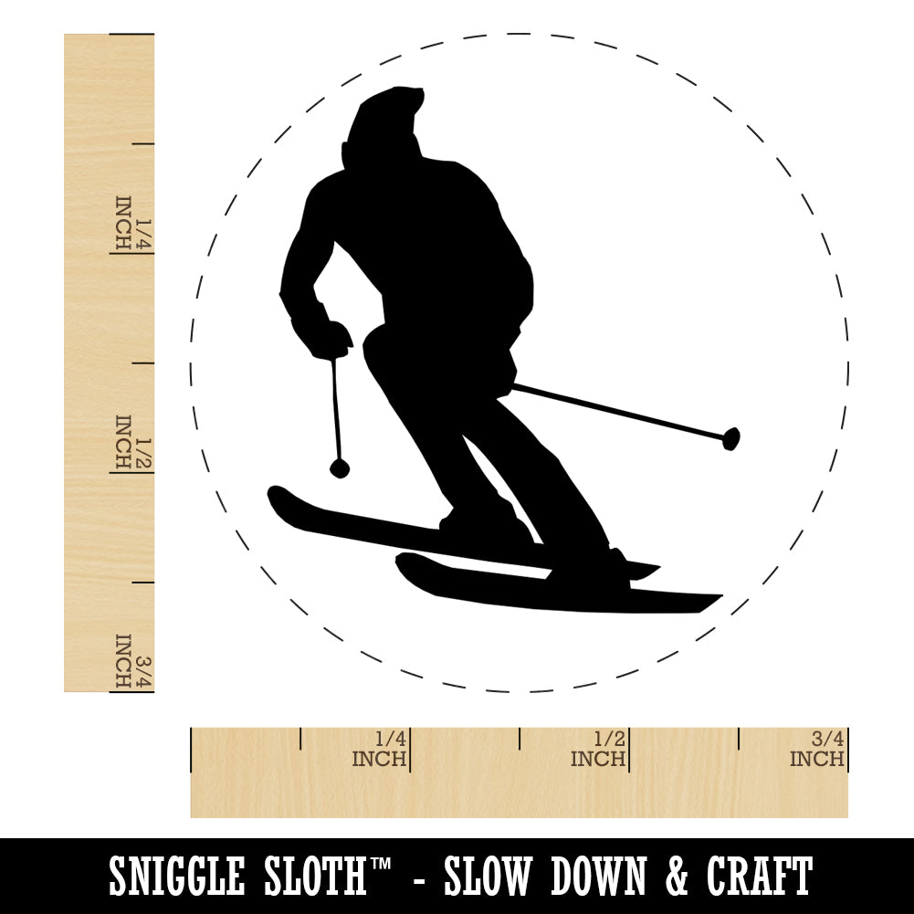 Skiing Skier Solid Self-Inking Rubber Stamp for Stamping Crafting Planners