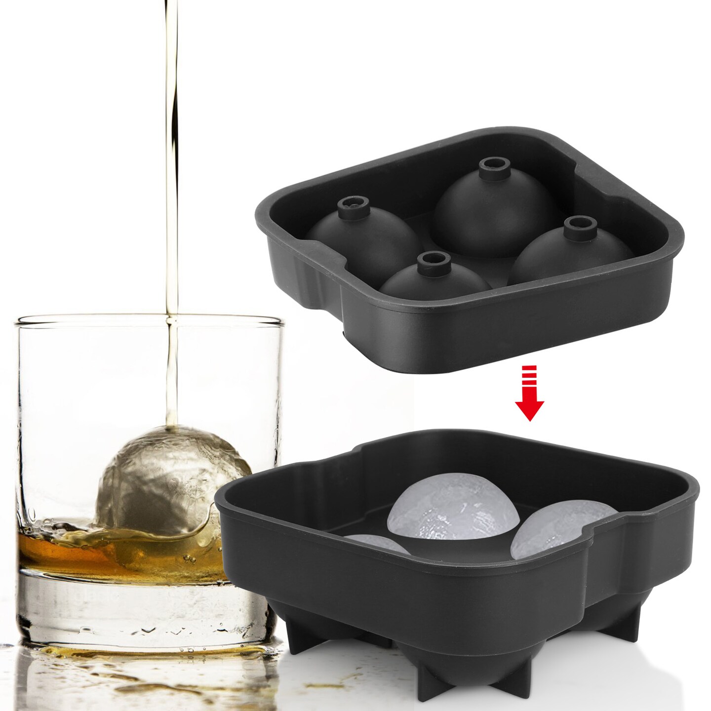 Eggracks By Global Phoenix 4-Ball Silicone Ice Mold for Whisky