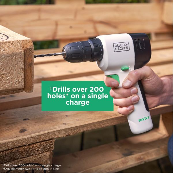 BLACK+DECKER Reviva 12V MAX* Cordless Drill with Charger and Double-Ended Screwdriver Bit (REVCDD12C)