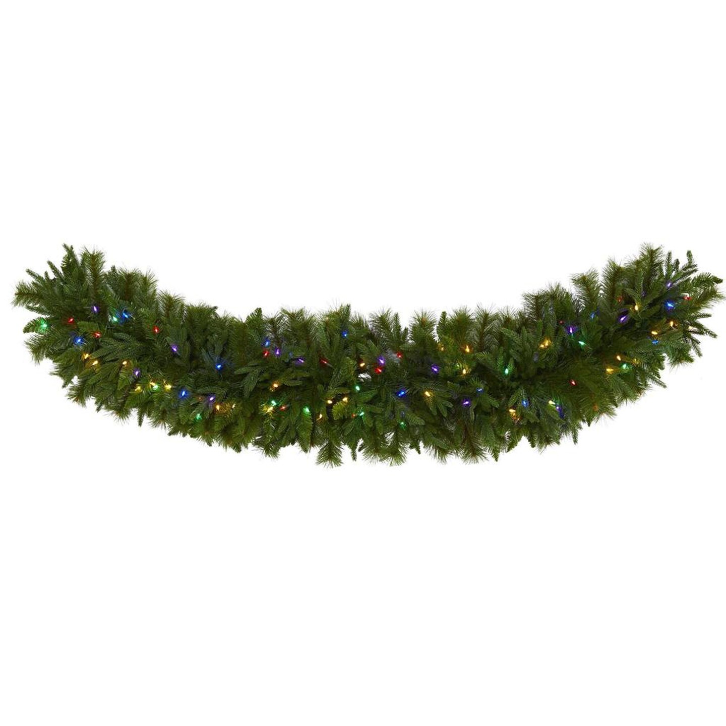 Nearly Natural 6&#x27; x 18&#x22; Christmas Pine Extra Wide Artificial Garland with 100 Multicolored LED Lights