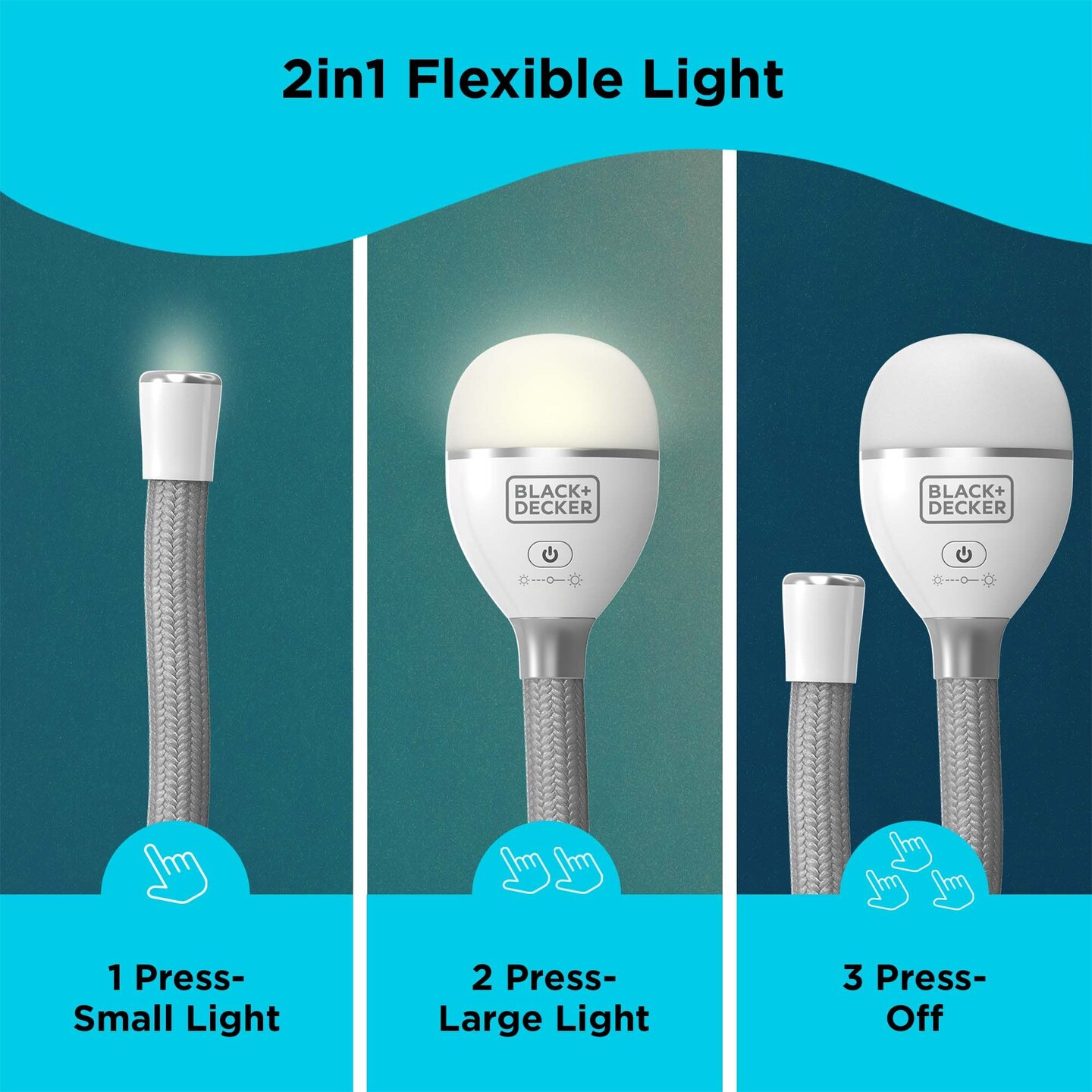 BLACK+DECKER Snake Light, Work Light, 2 Settings, Flexible and Rechargeable (BDCFSL01)