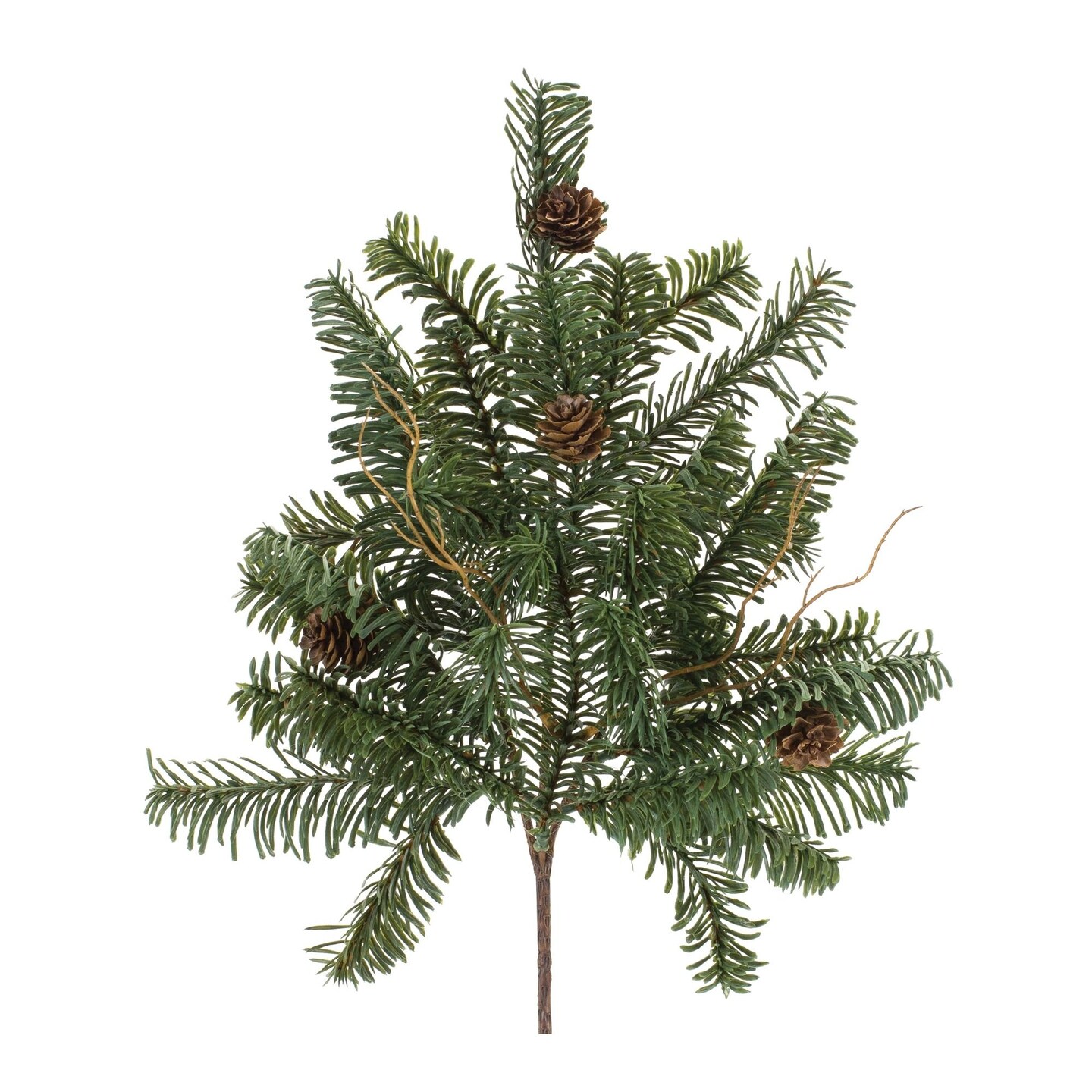 Melrose 6 Piece Set Pine Leaves with Pinecone Artificial Christmas Stems 17"