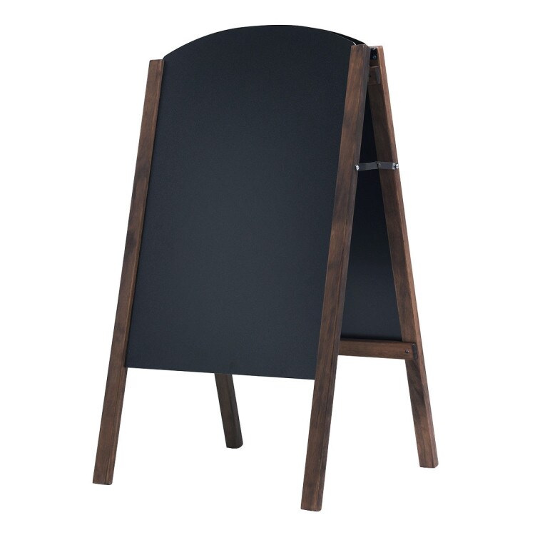 Black Wooden Folding A-Frame Double-Sided Chalkboard Sign for Sidewalk Advertising