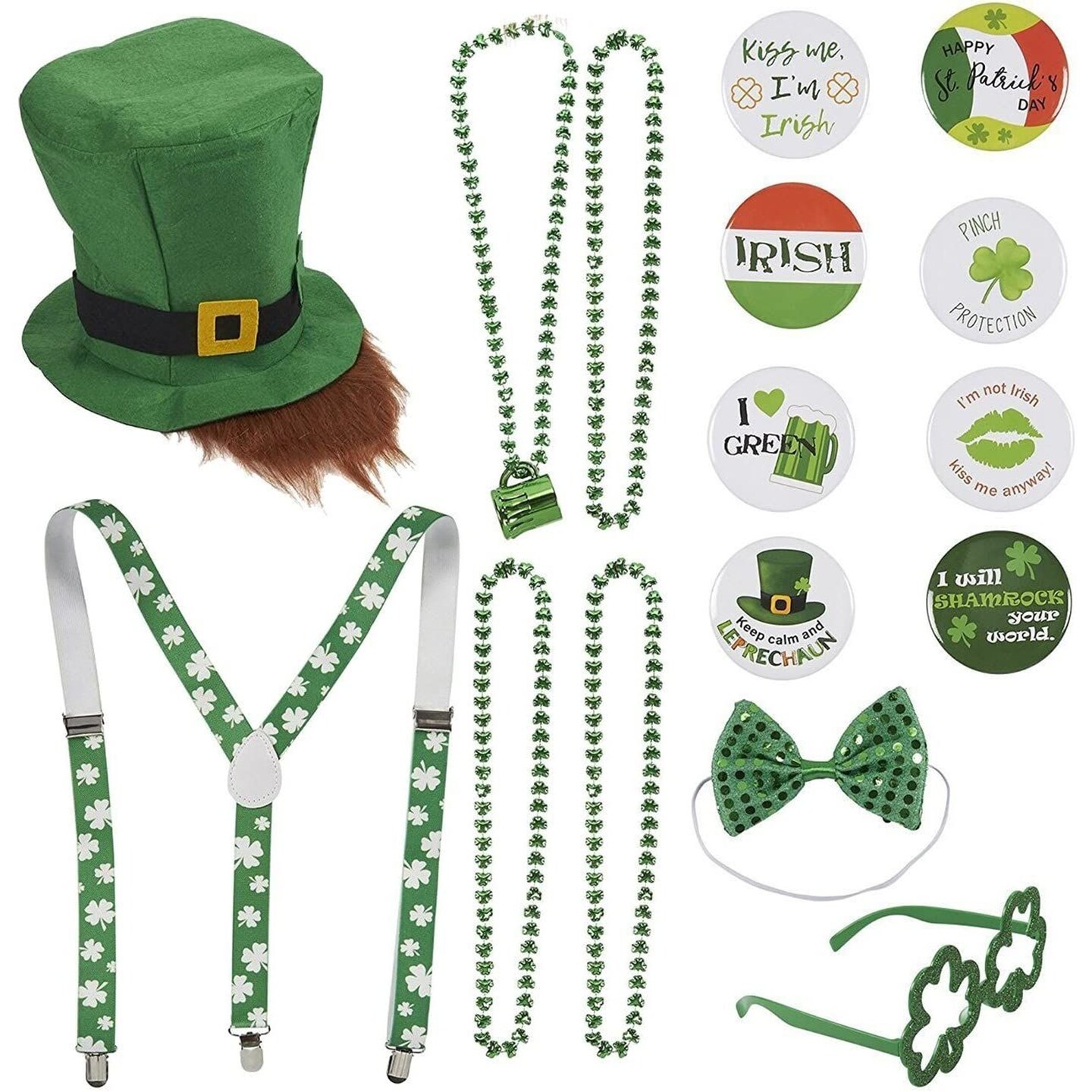 St. Patrick&#x2019;s Accessories, Leprechaun Costume Accessory Set (16 Pieces)