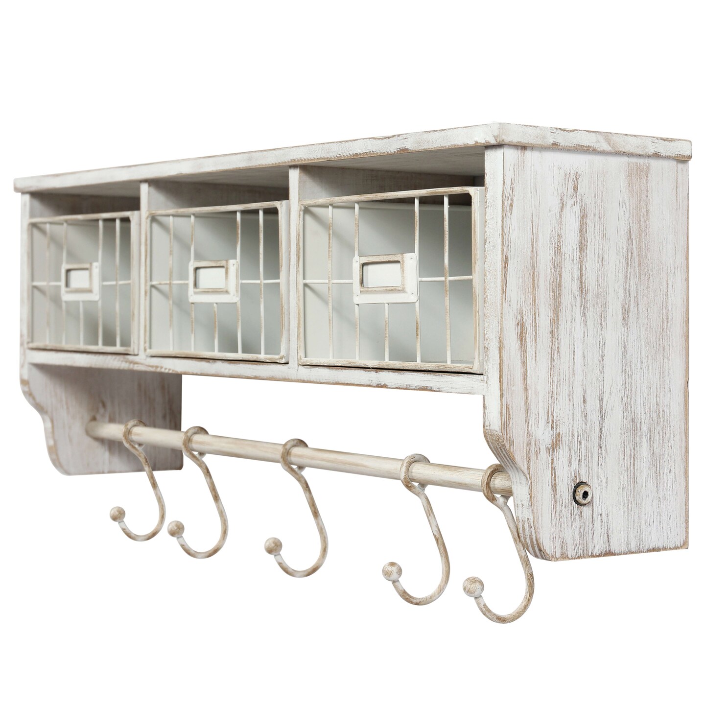 HBCY Creations Rustic Coat Rack Wall Mounted Shelf with Hooks