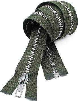 YKK 25" Jacket Zipper, YKK #5 Aluminum Metal ~ Medium Weight ~ Separating ~ 567 Olive Green (1 Zipper/Pack)