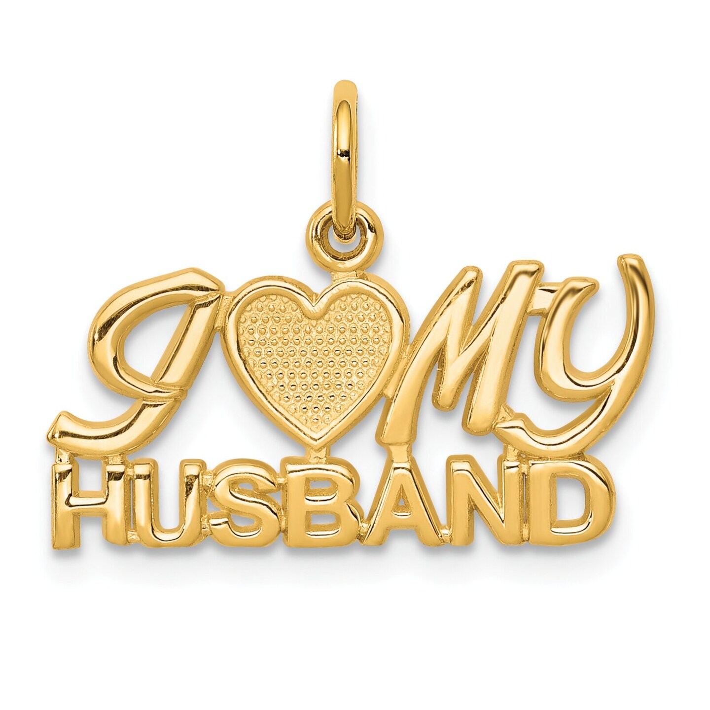10K Yellow Gold I Love My Husband Charm Pendant Jewelry 18mm x 21mm