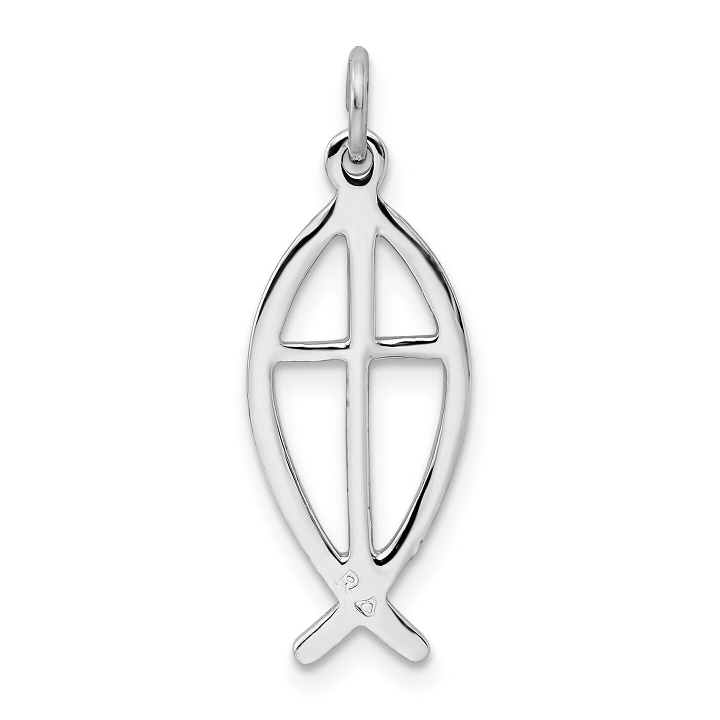 Sterling Silver Ichthus Fish Charm Jewerly 24mm x 10mm