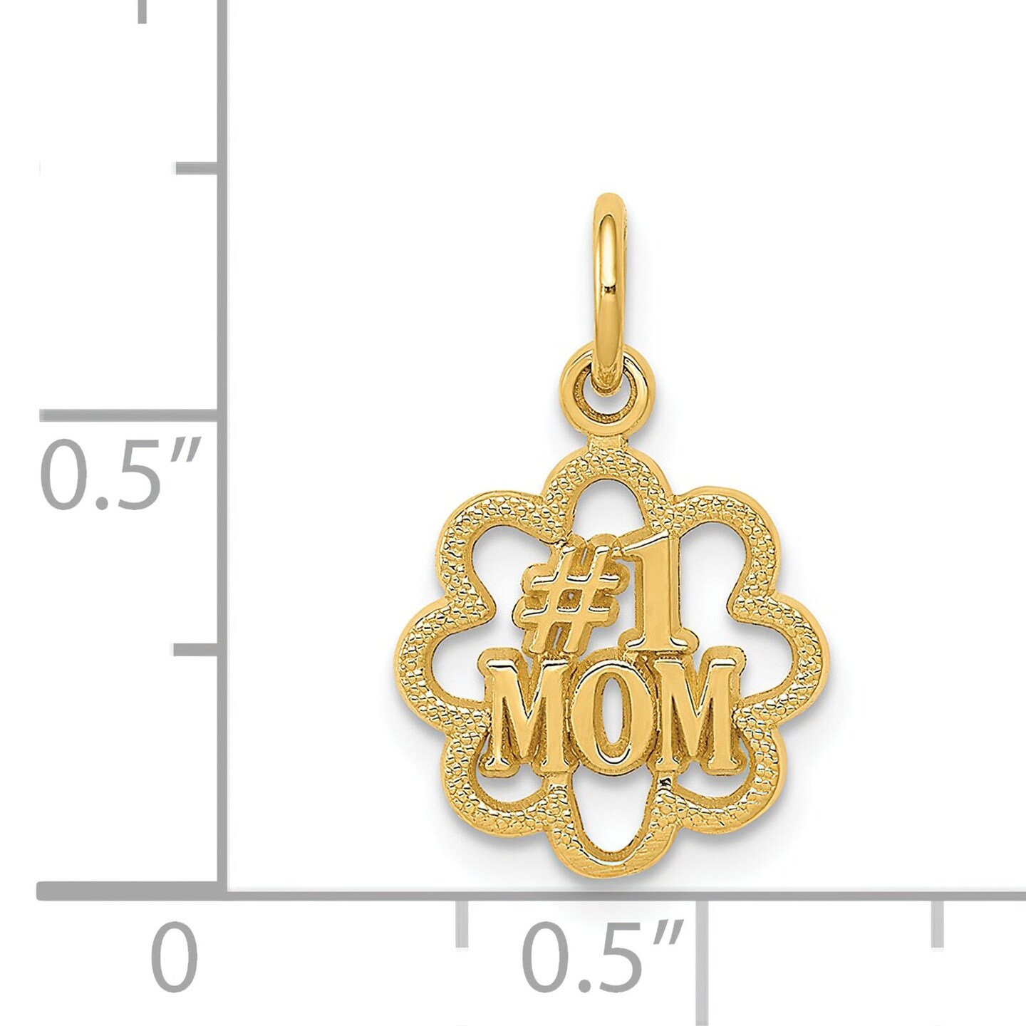 14K Yellow Gold #1 Mom Charm Mother Love Pendant Jewerly 19mm x 6mm
