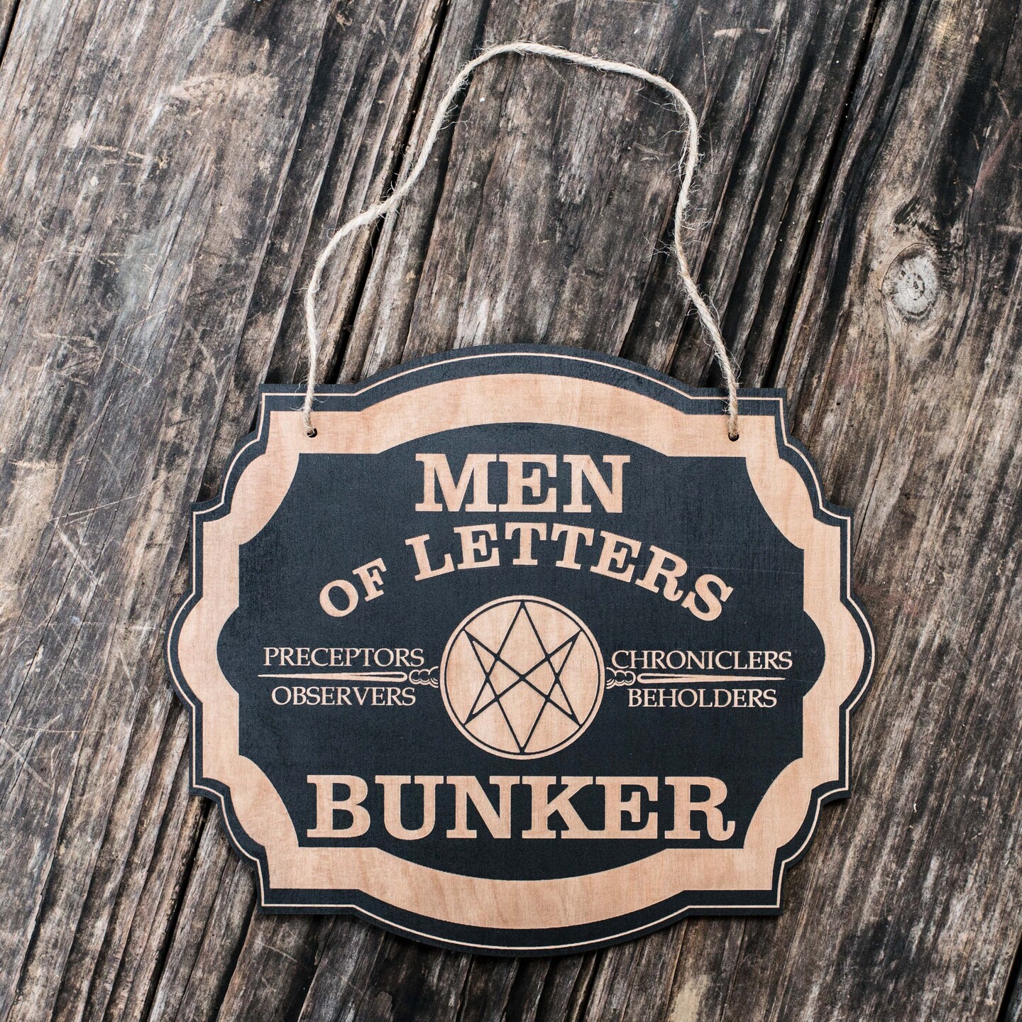 Men of Letters Bunker - Black Door Sign 10x8