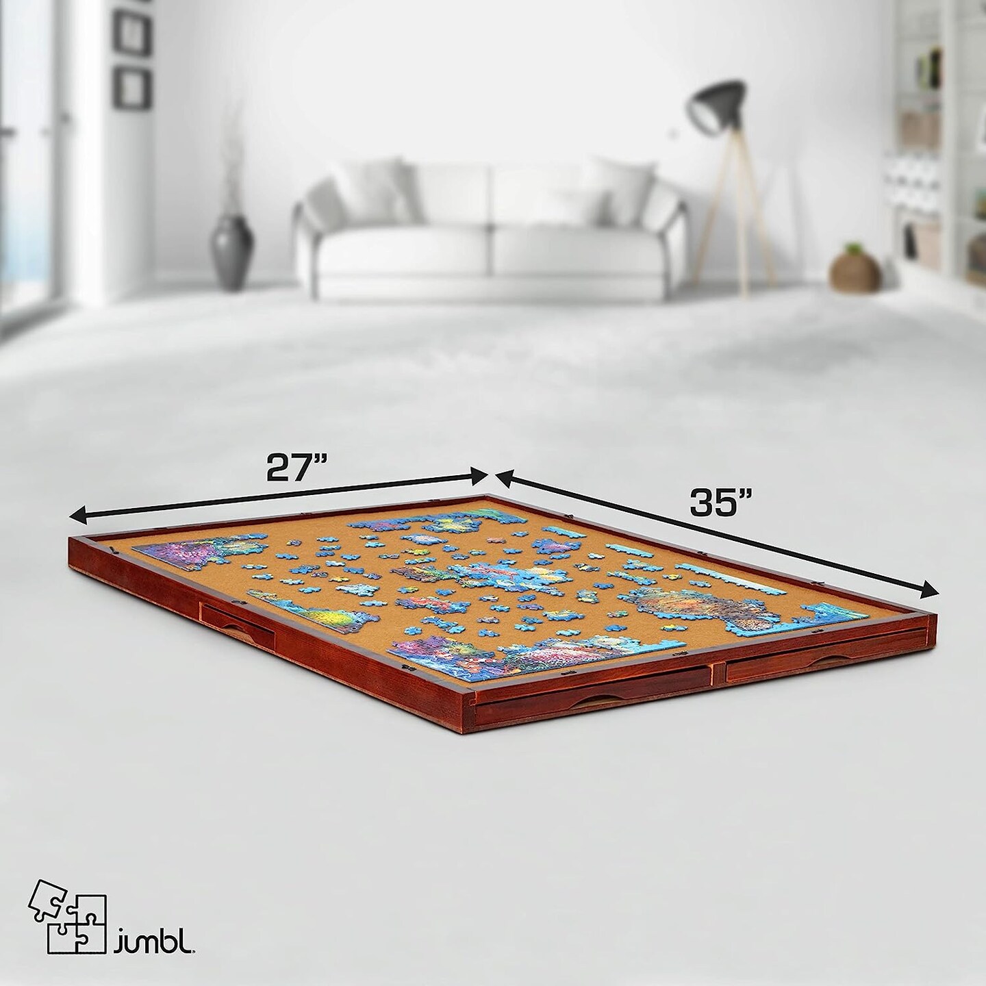 Jumbl 1500 Piece Puzzle Board, 27” x 35” Wooden Jigsaw Puzzle Table Board