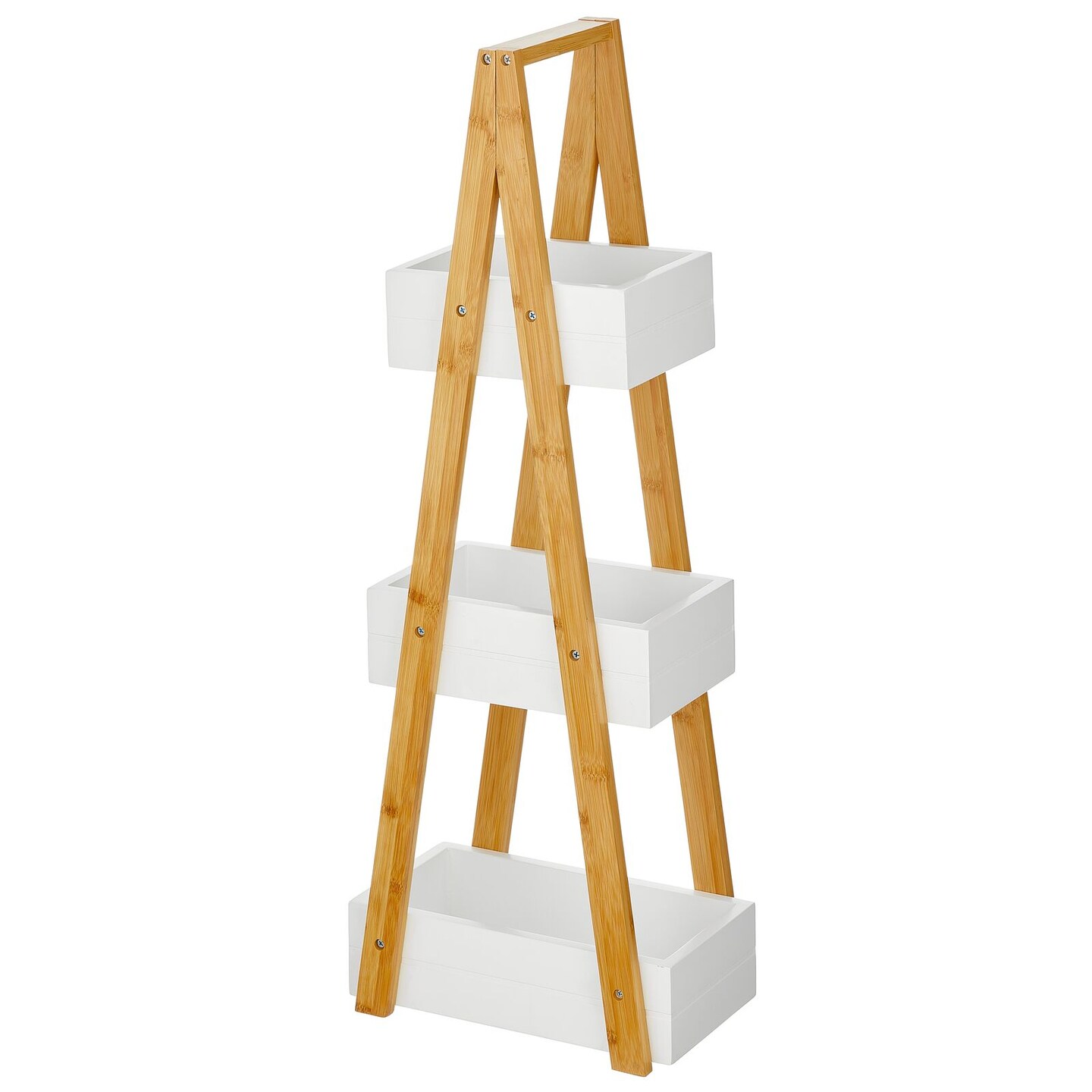 mDesign Leaning A-Frame Wood Bamboo 3-Tier Triangle Shelf for Bathroom
