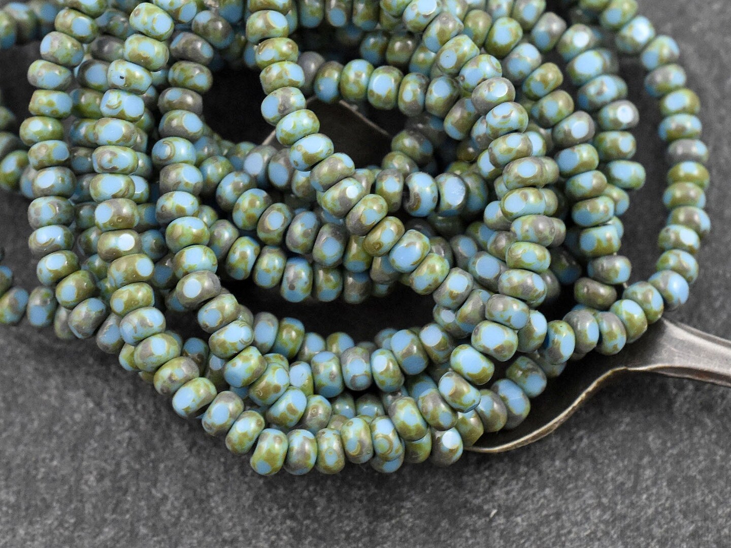 *50* 4x3mm Blue Turquoise Picasso Trica Beads