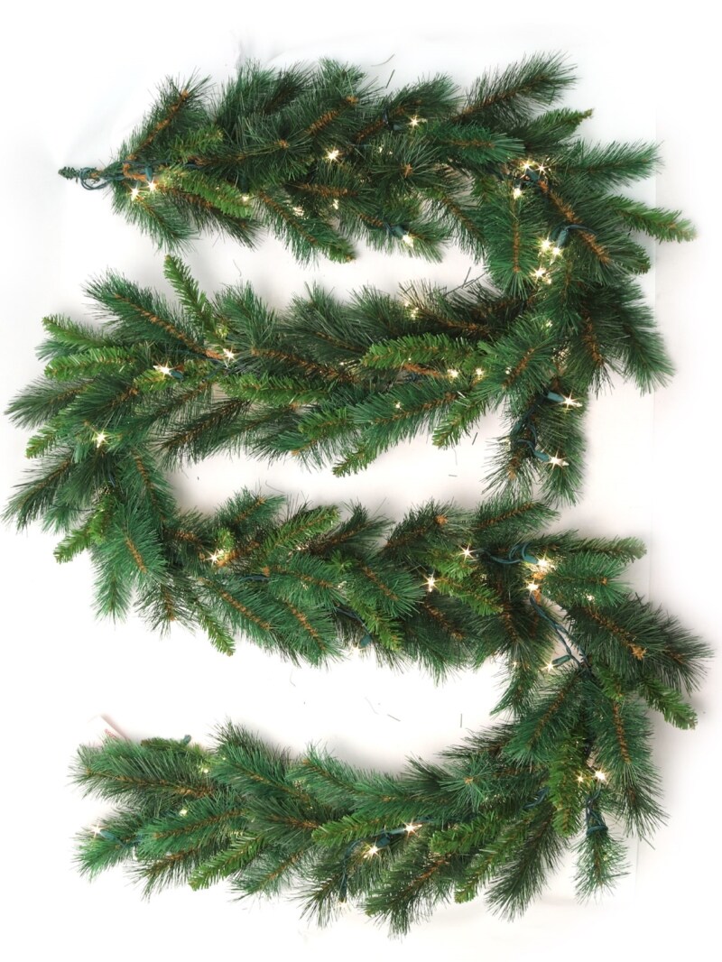 Pre-Lit Majestic Pine Garland with 160 Lifelike Green Tips &#x26; 100 Plug In Lights | 9-Foot | Indoor/Outdoor Use | Festive Holiday Decor | Table &#x26; Mantel | Christmas Garlands | Home &#x26; Office Decor