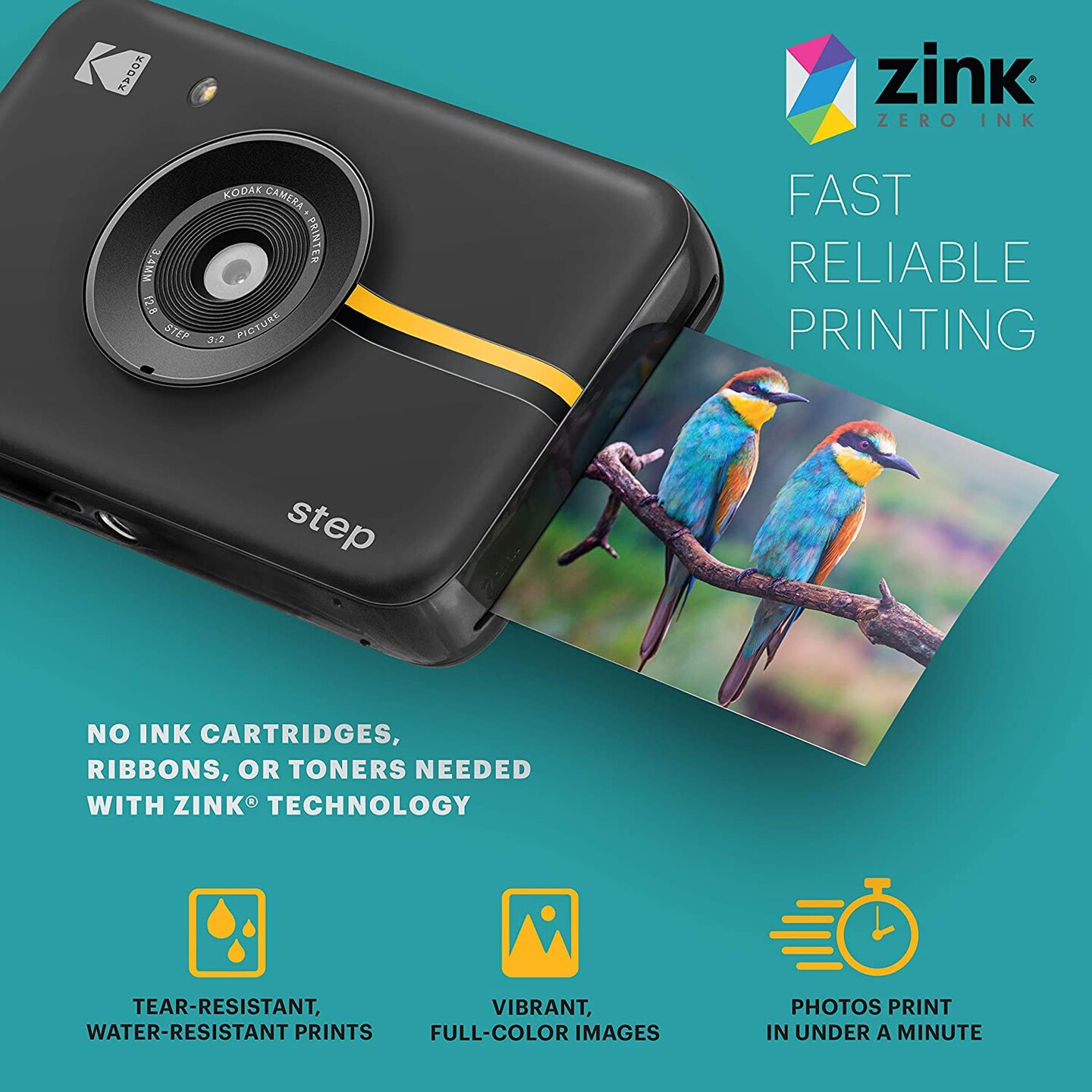 Kodak Step Digital Instant Camera with 10MP Image Sensor, ZINK Technology, Built-in Flash &#x26; 6 Picture Modes