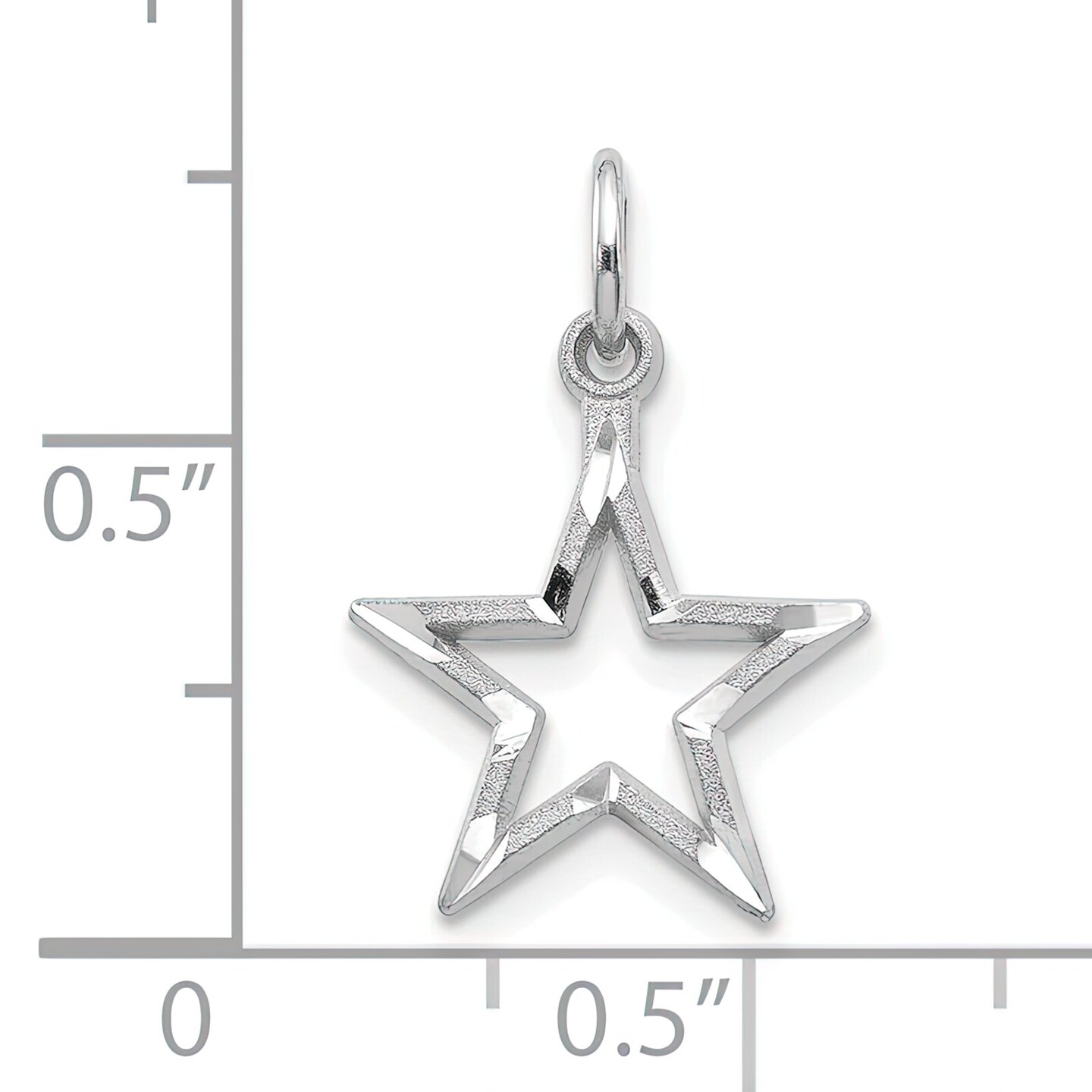 10K White Gold Star Charm Pendant Jewelry Celestial 20mm x 13mm