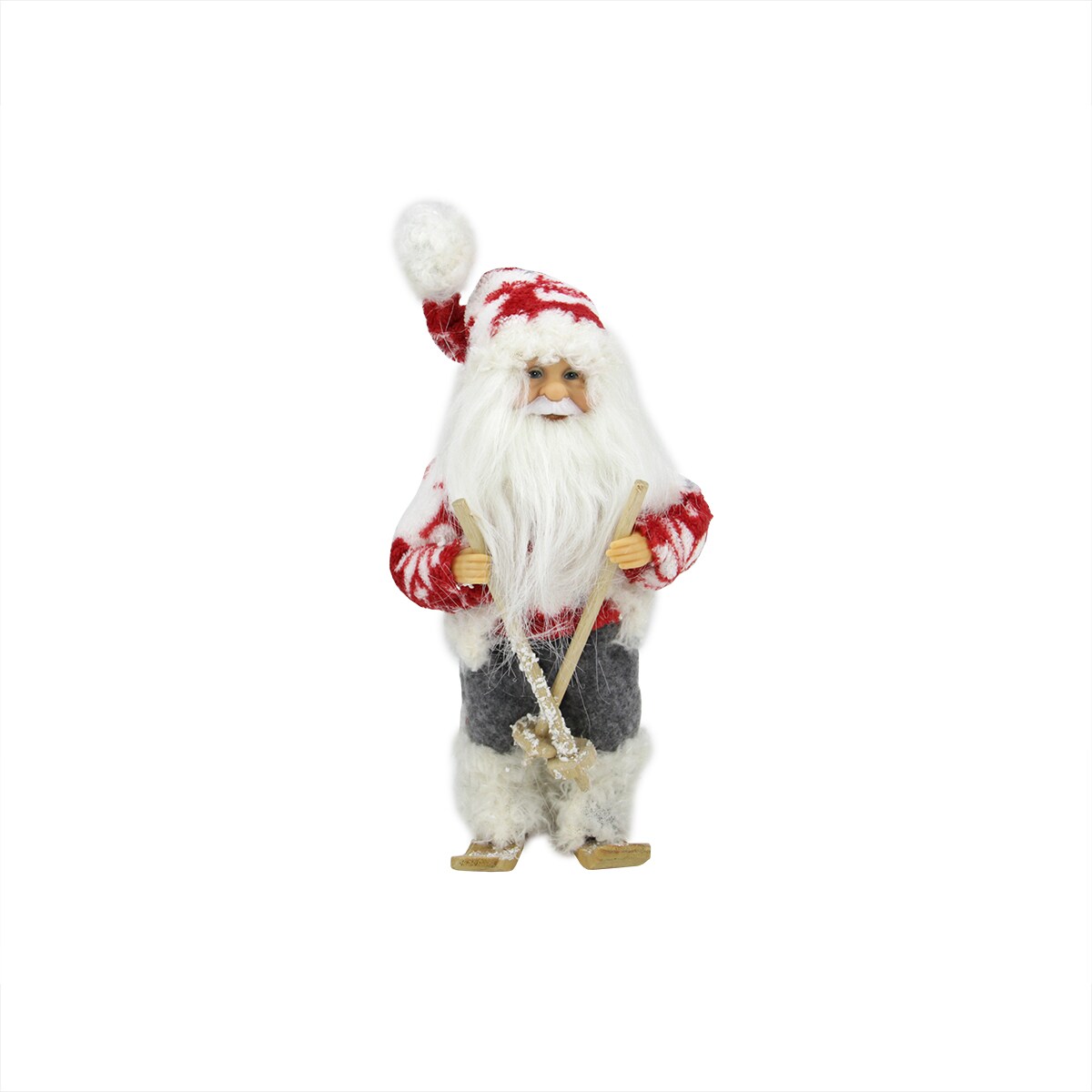 Northlight Frontier Reindeer Skiing Santa Claus Christmas Figurine - 9&#x22; - Red and White