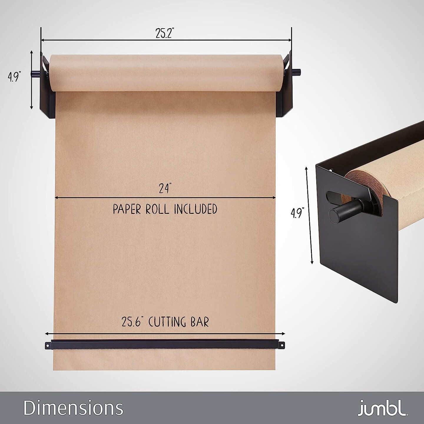 Excello Global Products Wall Mounted Kraft Paper Dispenser & Cutter: Includes 50 Meter Long Kraft Paper Roll - Perfect for To-Do Lists Daily Speci