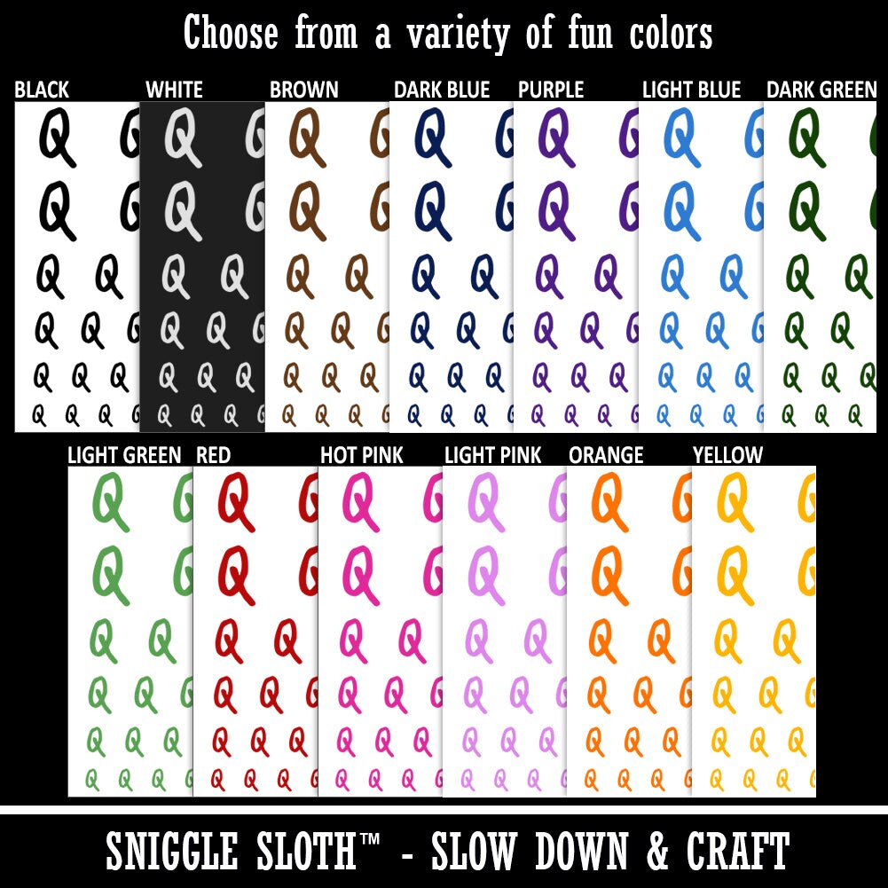 Letter Q Uppercase Felt Marker Font Temporary Tattoo Water Resistant Fake Body Art Set Collection