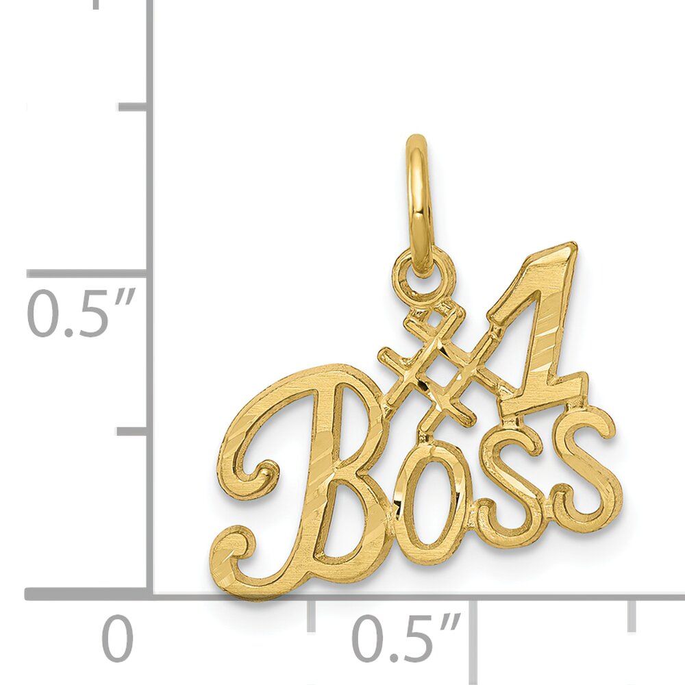 10K Yellow Gold #1 Boss Charm Jewelry FindingKing New 15 X 16mm