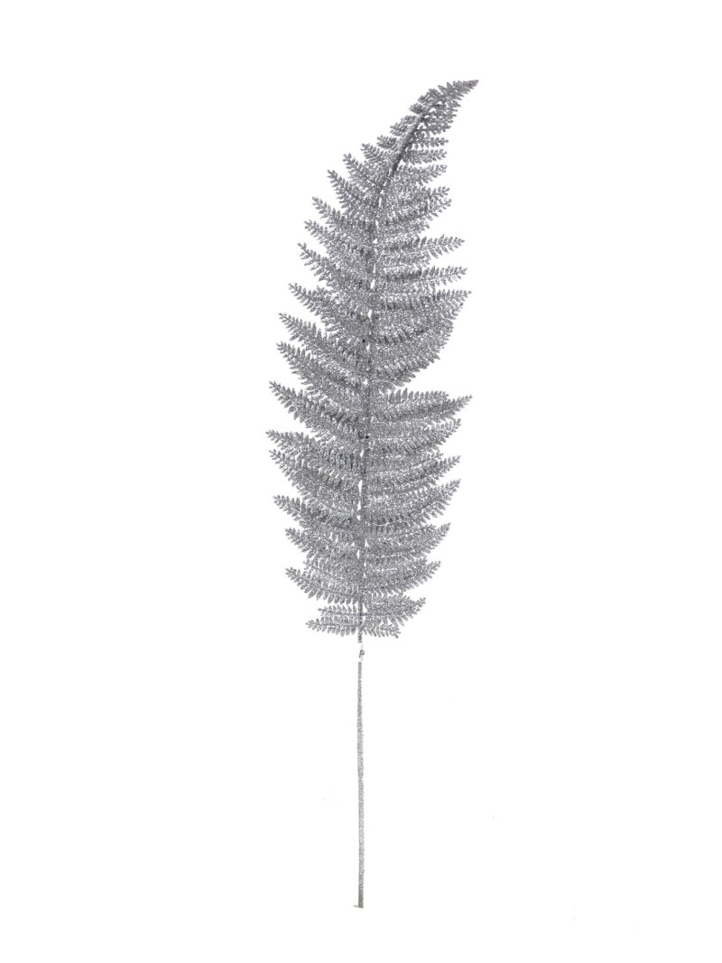 25" Silver Glitter Leather Fern Leaves - 72-Pack, Artificial Picks - Perfect for Wreaths, Garlands, Trees - Elegant Christmas Decorations - 2024 Christmas Collection, Floral Home by Artificial Flowers