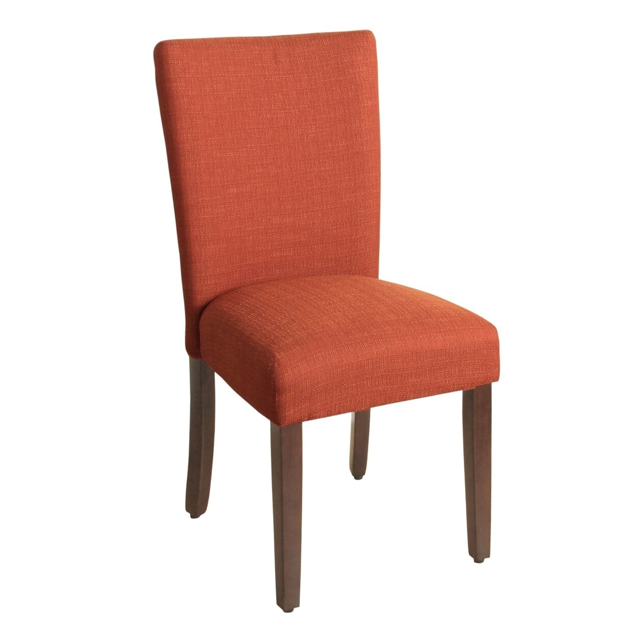Saltoro Sherpi Fabric Upholstered Wooden Armless Parson Dining Chair, Orange and Brown-