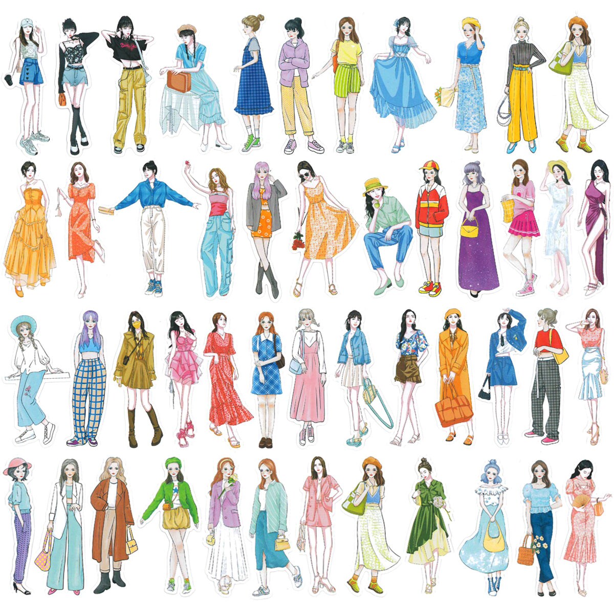 Wrapables Fashion Women People Vinyl Stickers for Scrapbooking, Journaling, Water Bottles