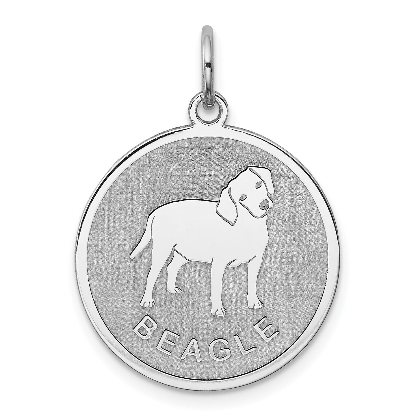 Sterling Silver Beagle Disc Charm Pendant Jewelry 26mm x 19mm