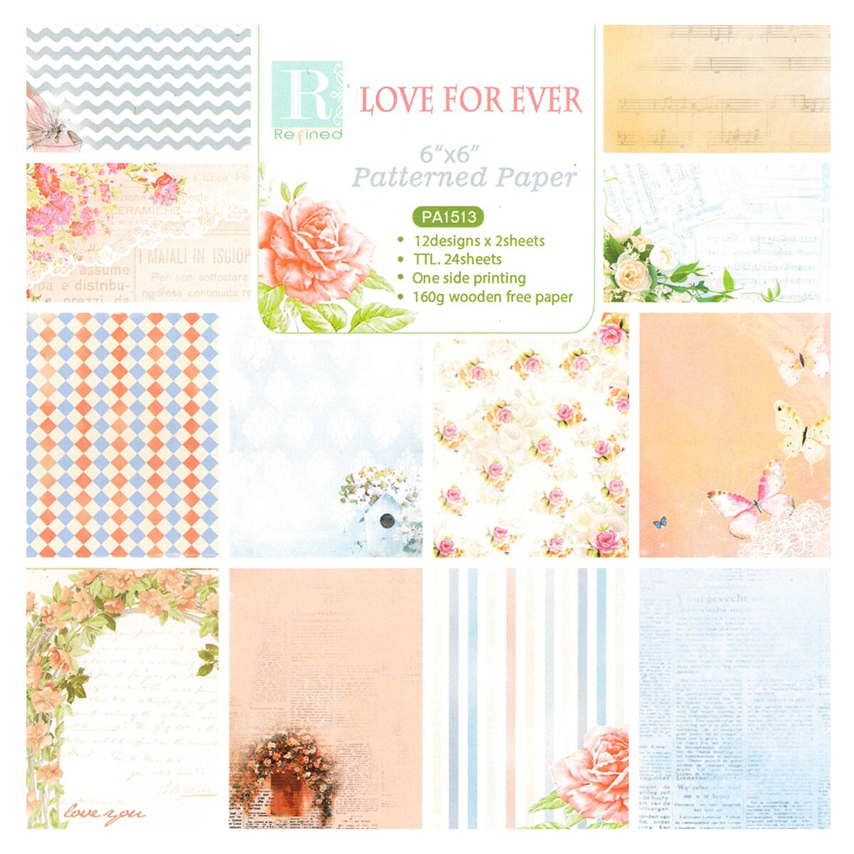 Wrapables 6x6 Decorative Single-Sided Scrapbook Paper for Arts