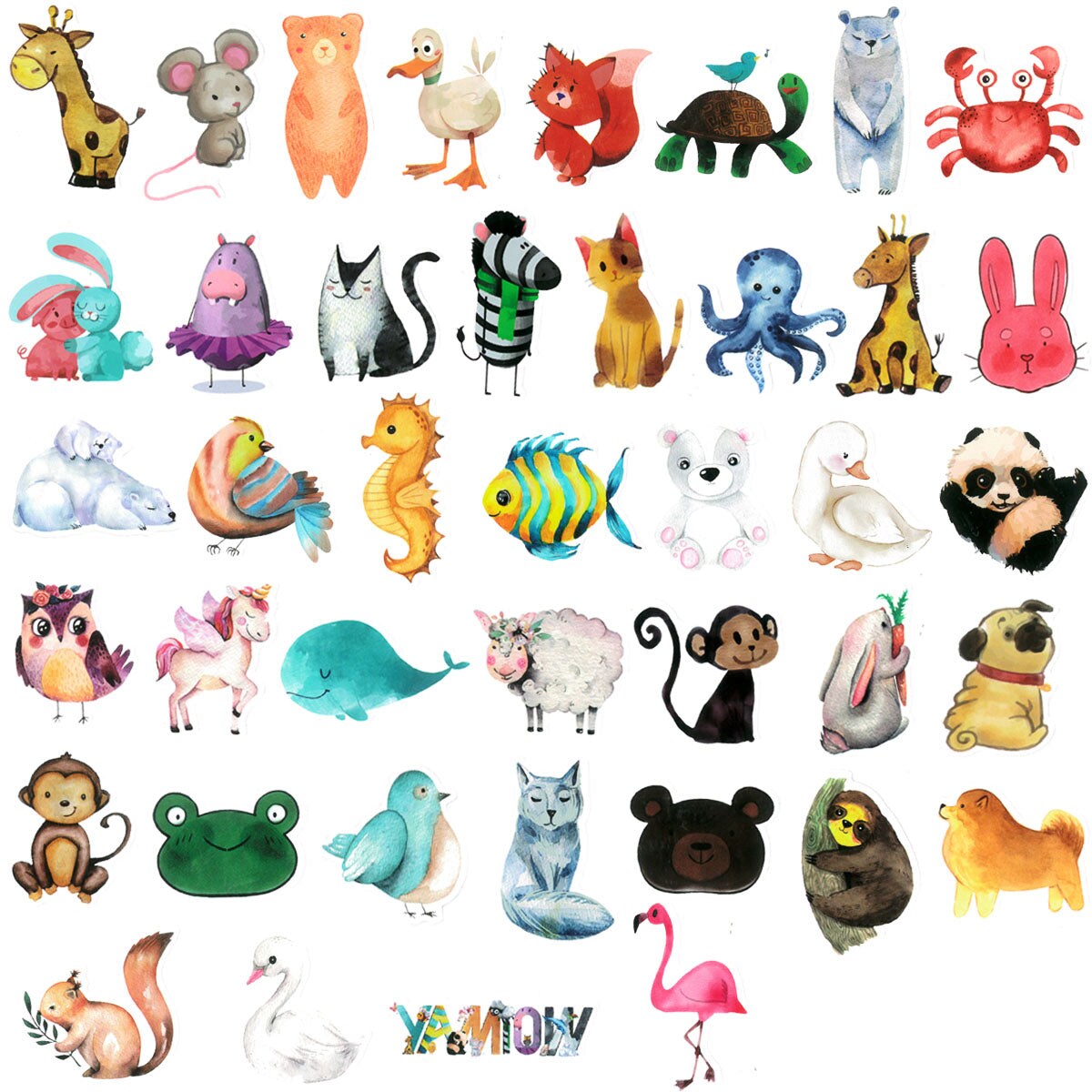 wirlsweal Waterproof Sticker 8pcs Cartoon Sticker Set Vibrant