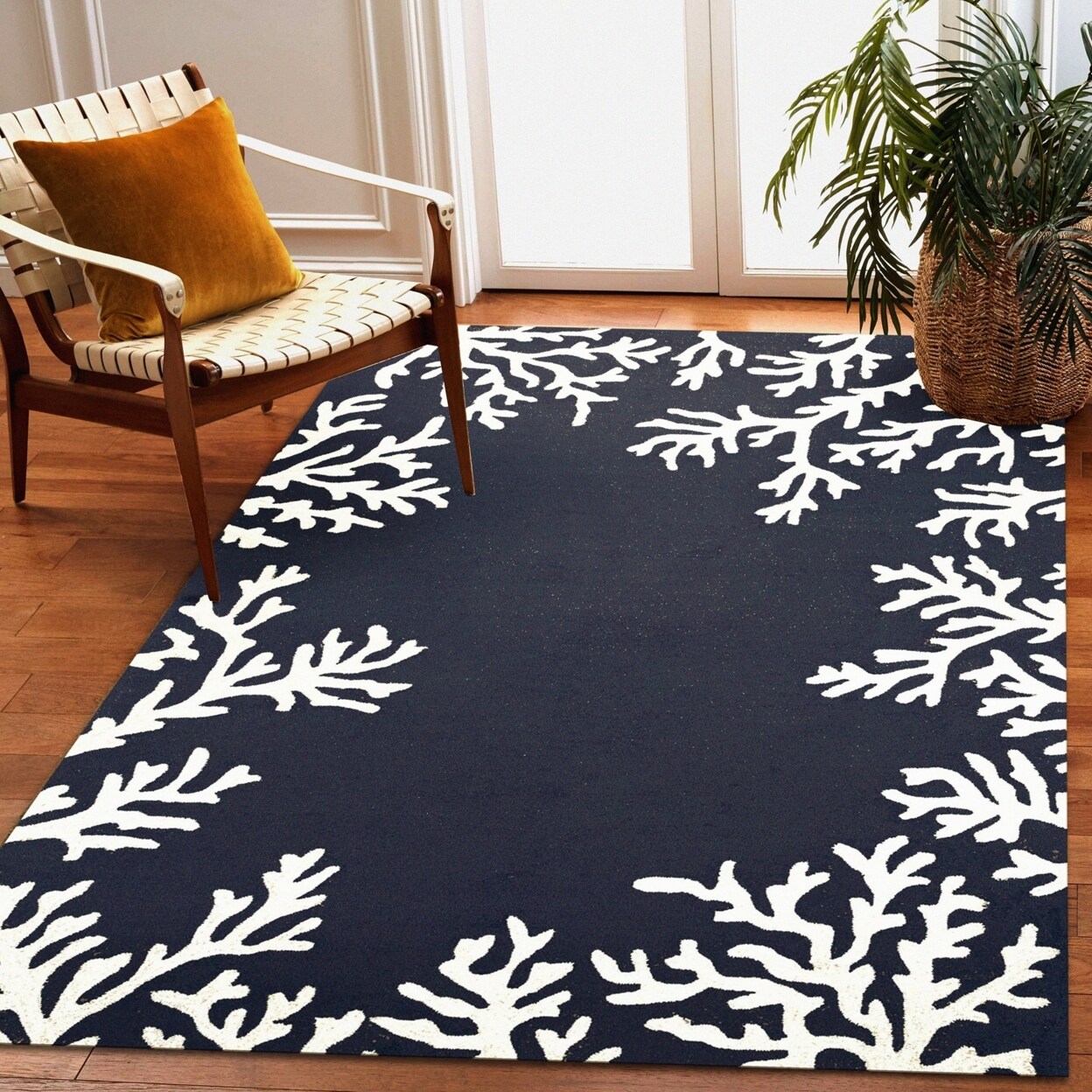 The Rug Department Liora Manne Capri Coral Border Indoor Outdoor Area Rug Navy