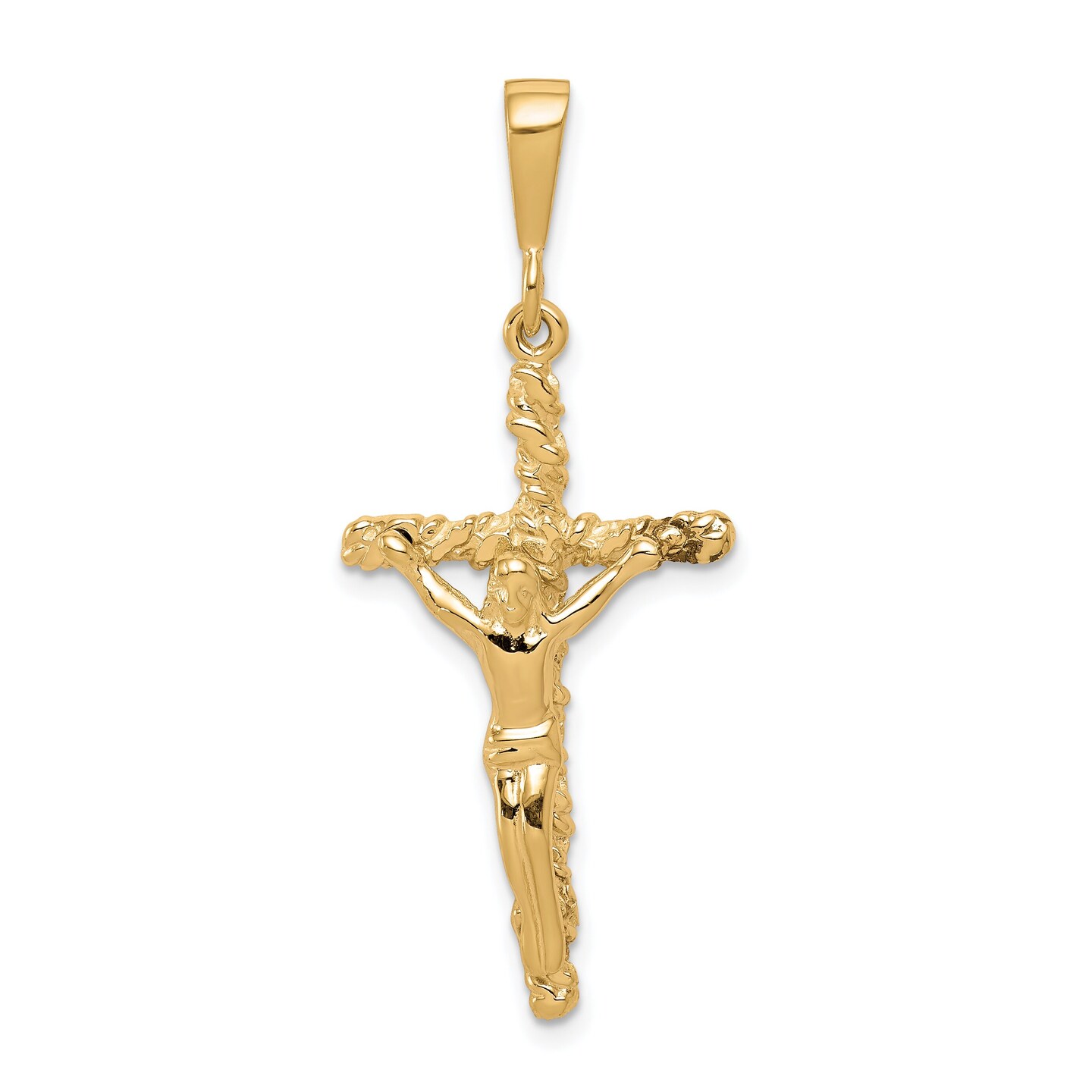 10K Yellow Gold Crucifix Pendant Charm Religious New 40 X 16mm Jewerly
