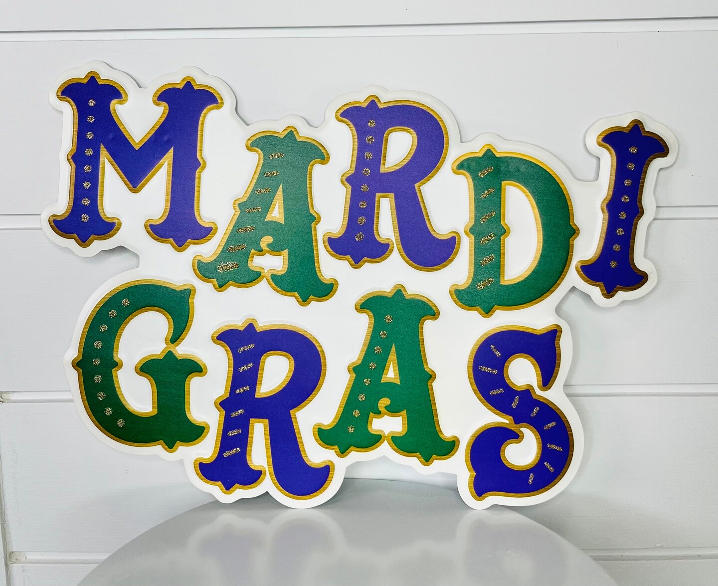 16x11&#x22;H Metal Glitter Mardi Gras Sign-MD105227