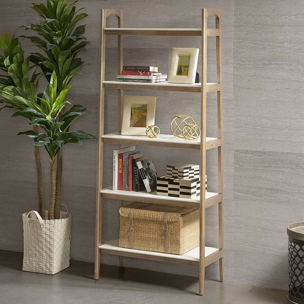 Madison Park   Parker Shelf Bookcase with White and Natural Finish MP131-1061