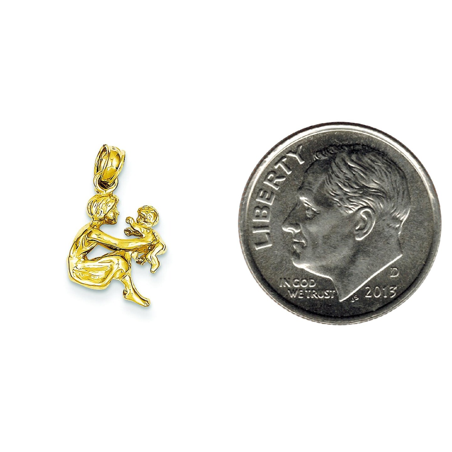 14K Gold Mother & Baby Charm Pendant Family Jewelry 18mm x 11mm