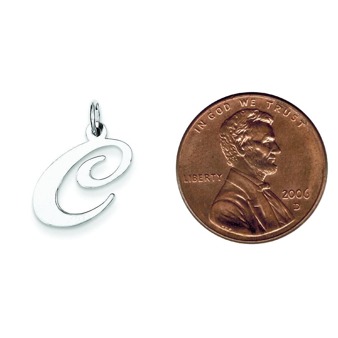 Sterling Silver Medium Script Initial Letter C Charm Jewerly 18mm x 13mm