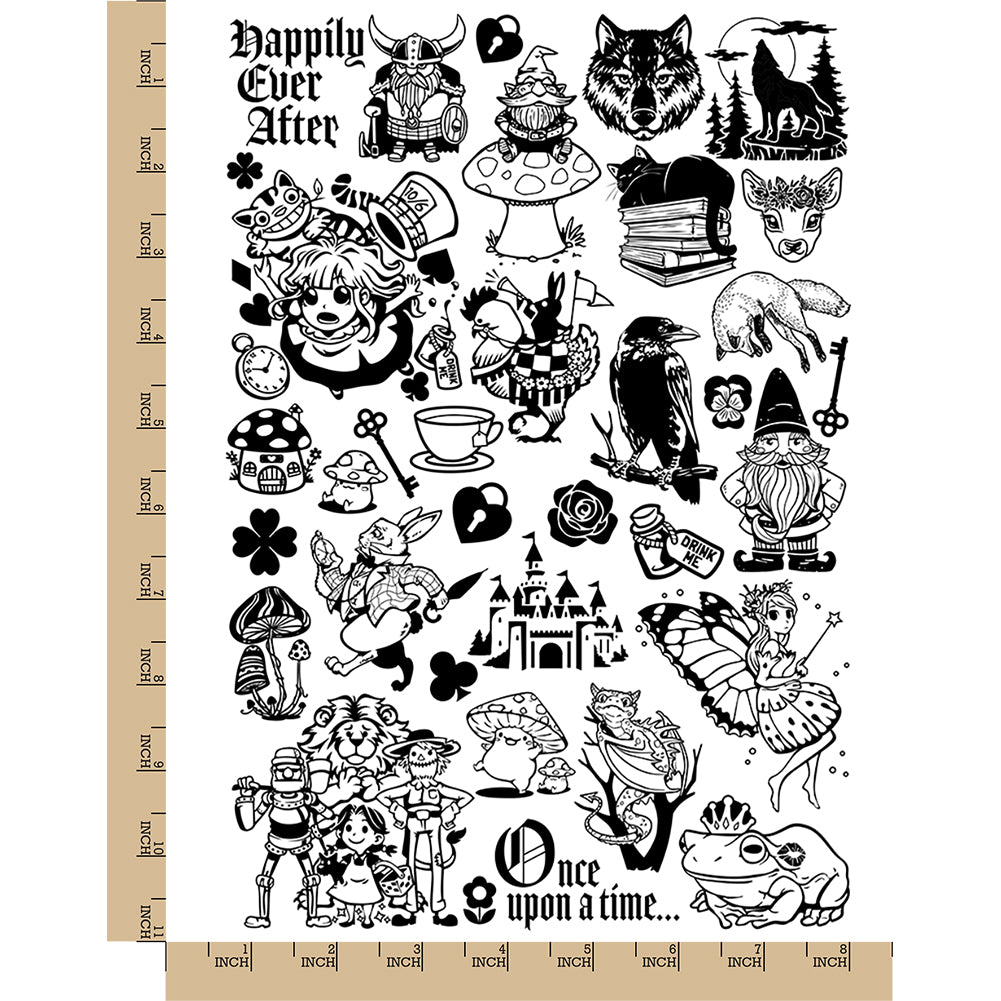 Fiction Fables Fairytales Fantasy Temporary Tattoo Water Resistant Fake Body Art Set Collection