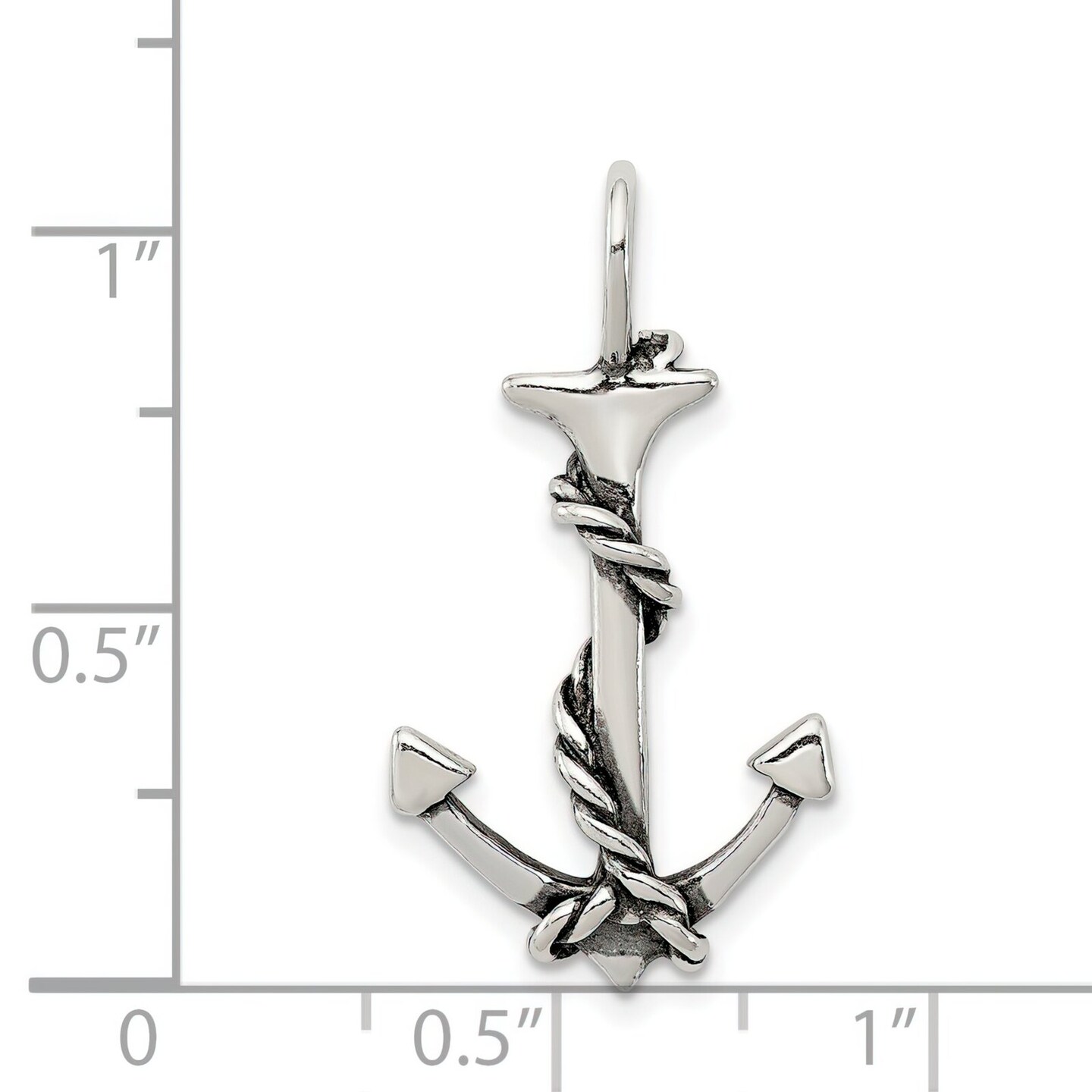 Sterling Silver 3D Antiqued Fouled Anchor Pendant Jewerly 30.3mm x 16.6mm
