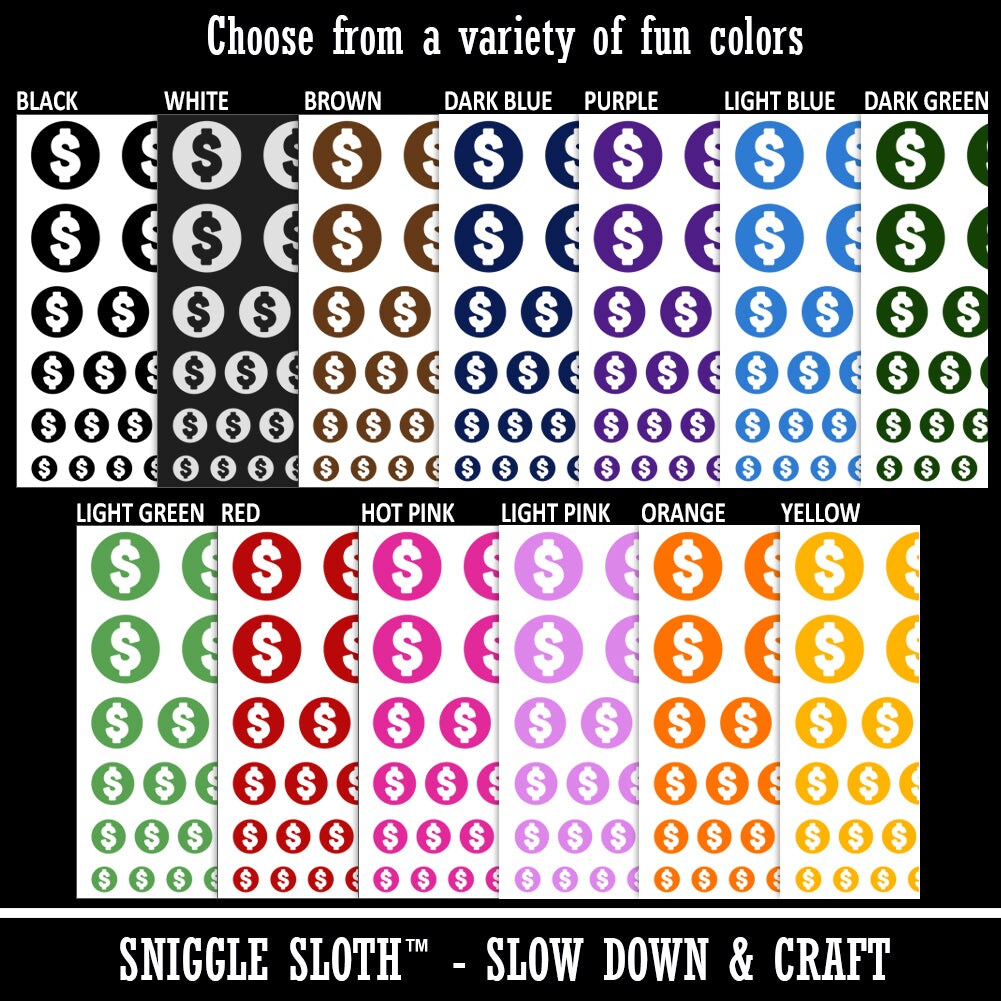 Dollar Sign Money in Circle Temporary Tattoo Water Resistant Fake Body Art Set Collection