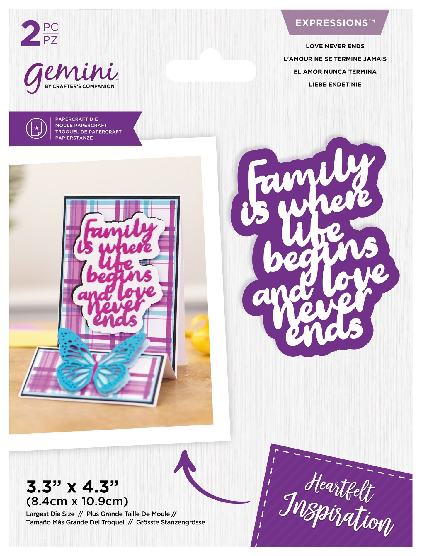Crafter&#x27;s Companion Gemini Expressions Dies-Love Never Ends