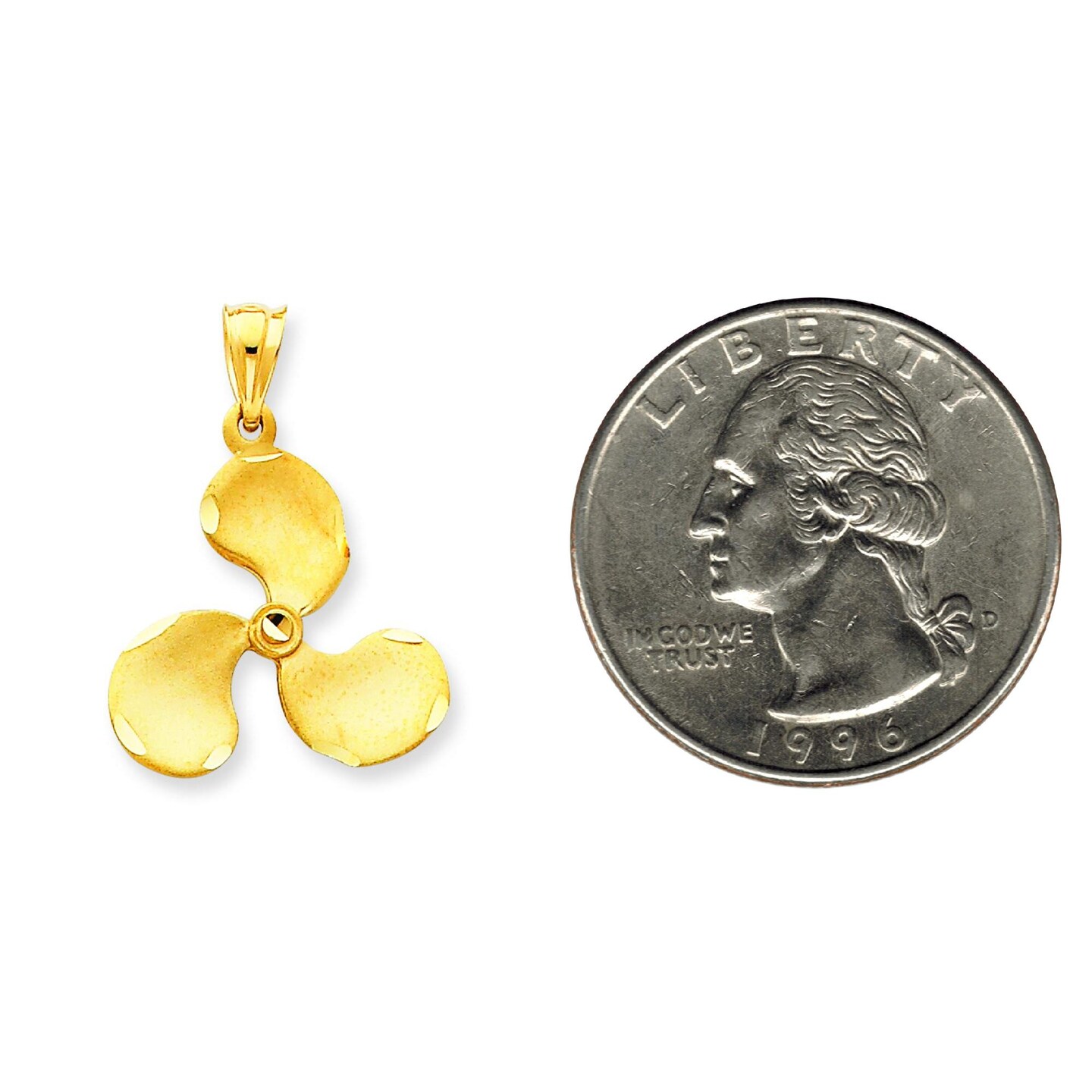 14K Gold 3 Blade Ship Propeller Charm Sailing Pendant Jewerly 26mm x 20mm