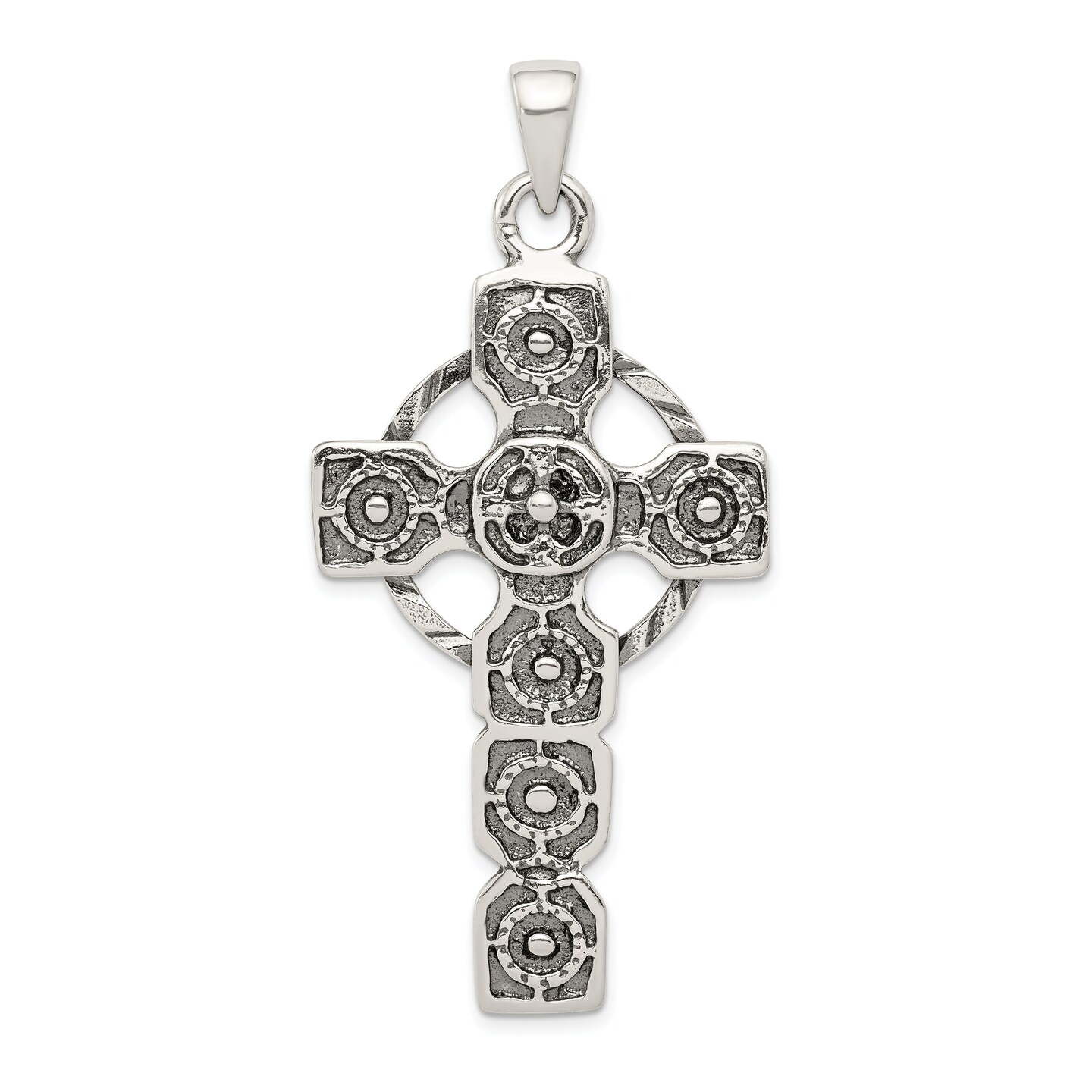 Sterling Silver Celtic Cross Pendant Jewerly 109.7mm x 53.6mm