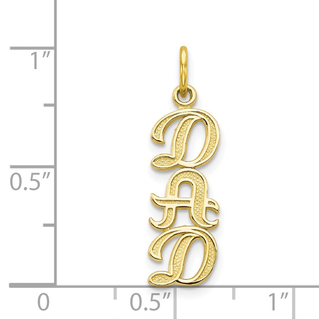 10K Yellow Gold Dad Charm Polished Father Jewelry New 25 X 7mm