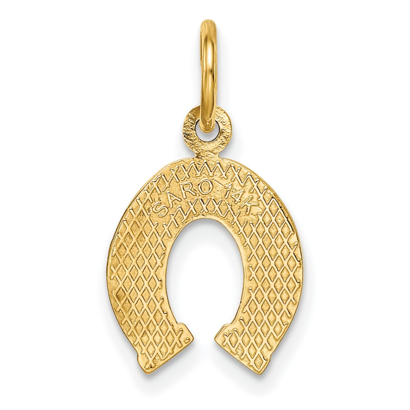 14K Yellow Gold Horseshoe Charm Good Luck Lucky Pendant Jewerly 20mm x 10mm