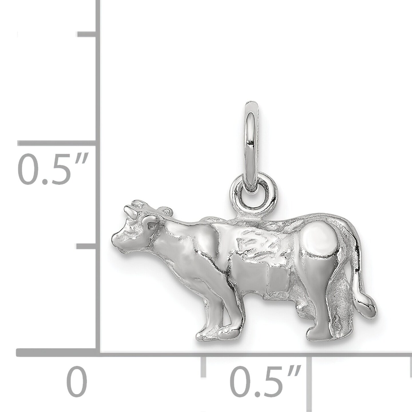 Sterling Silver Cow Charm Pendant Farm Animal Jewelry 15mm x 16mm