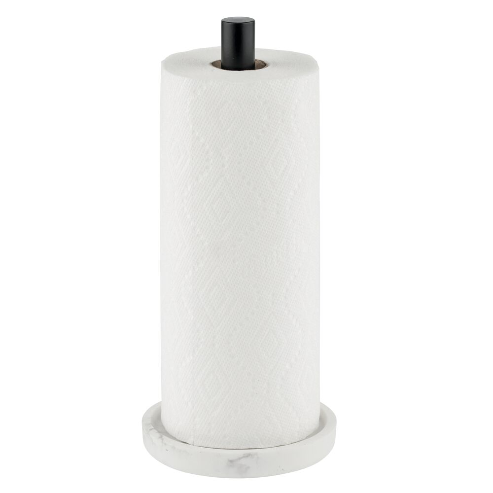 mDesign Modern Marble Stand Up Paper Towel Roll Holder, Dispenser